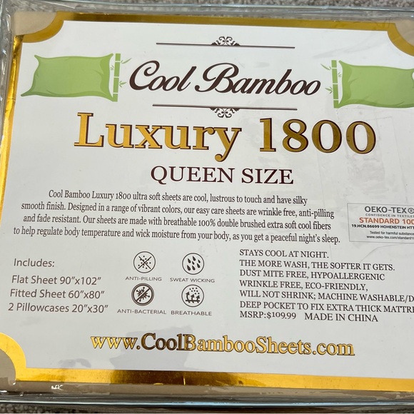 Luxury 1800 Cool Bamboo Sheet Set - Queen size Tan Color - Picture 2 of 2